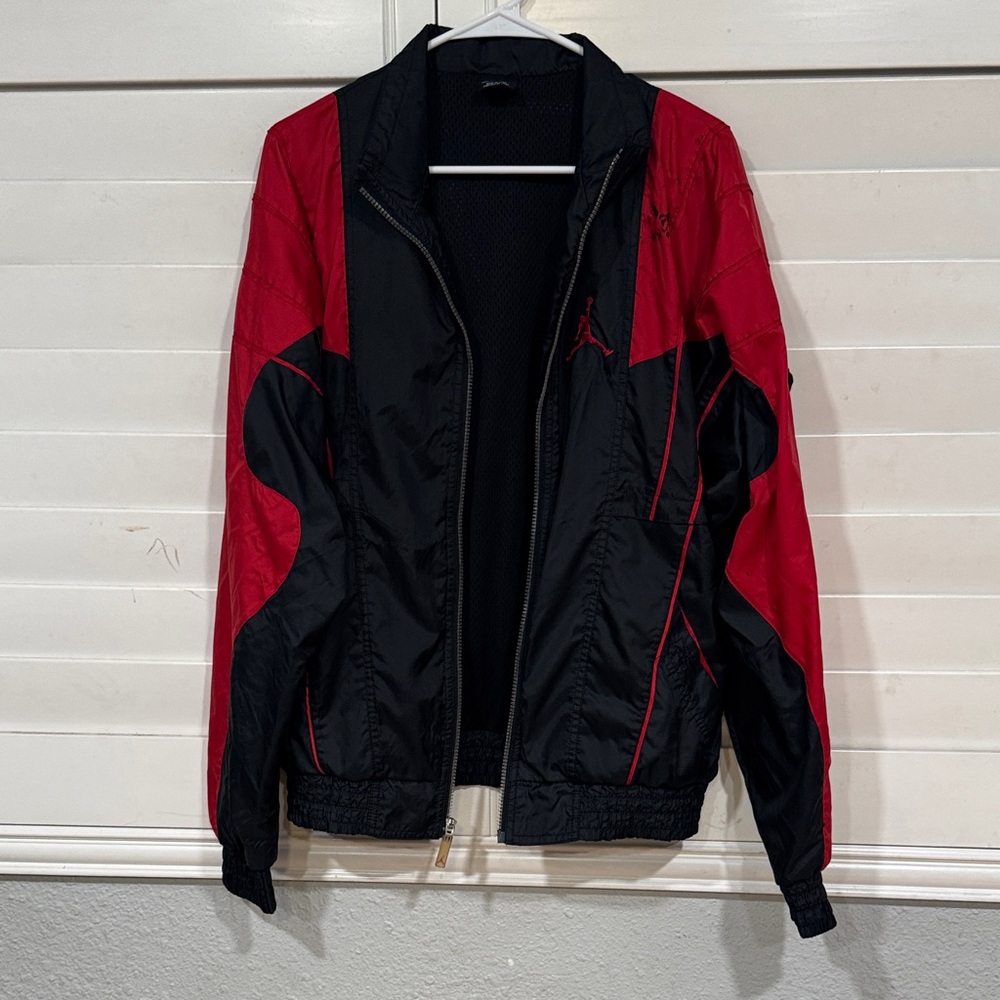 Men's Black and Red Windbreaker by Jordan
